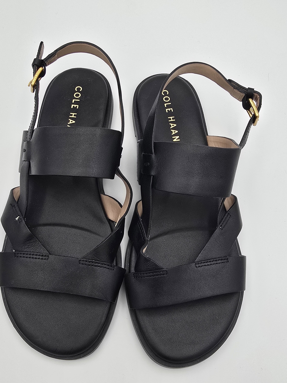 Cole Haan Black Leather Strappy Slingback Sandals